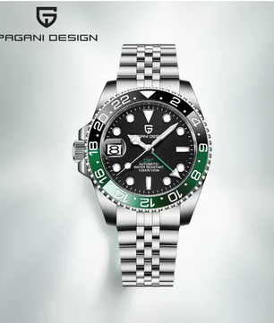 PAGANI DESIGN PD-1662 Luxury GMT Men Mechanical Wristwatch Sapphire Glass Stainless Steel 100M Waterproof Automatic Watches