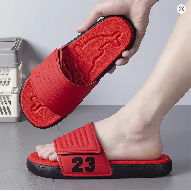 Summer New Magic Tape Trendy Slippers Wear-Resistant Anti-Slip Breathable Fashion Sports Slippers for Men Large Size Outdoor Sli