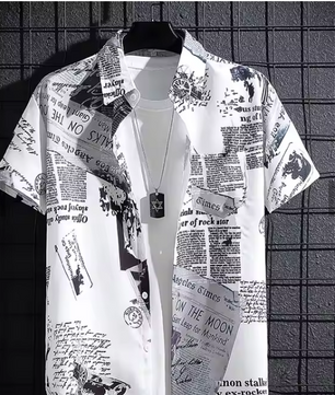 Men's Short sleeve Print Shirts Thin Beach Top Seaside Leisure Men's Essential Clothes