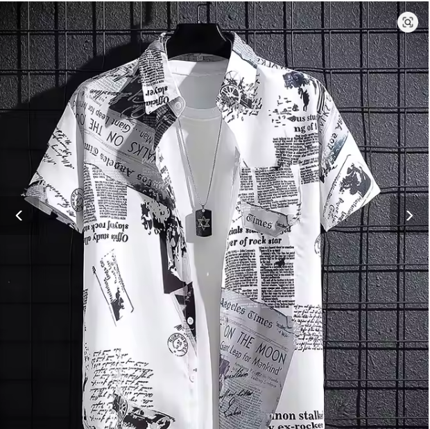 Men's Short sleeve Print Shirts Thin Beach Top Seaside Leisure Men's Essential Clothes