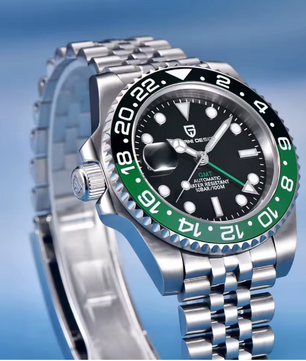 PAGANI DESIGN PD-1662 Luxury GMT Men Mechanical Wristwatch Sapphire Glass Stainless Steel 100M Waterproof Automatic Watches