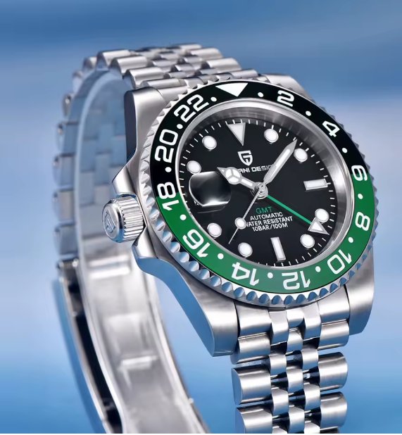 PAGANI DESIGN PD-1662 Luxury GMT Men Mechanical Wristwatch Sapphire Glass Stainless Steel 100M Waterproof Automatic Watches