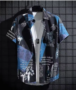Men's Short sleeve Print Shirts Thin Beach Top Seaside Leisure Men's Essential Clothes