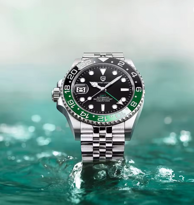 PAGANI DESIGN PD-1662 Luxury GMT Men Mechanical Wristwatch Sapphire Glass Stainless Steel 100M Waterproof Automatic Watches