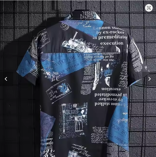 Men's Short sleeve Print Shirts Thin Beach Top Seaside Leisure Men's Essential Clothes