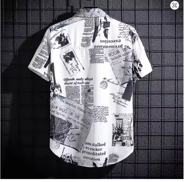 Men's Short sleeve Print Shirts Thin Beach Top Seaside Leisure Men's Essential Clothes