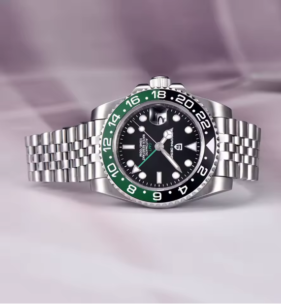 PAGANI DESIGN PD-1662 Luxury GMT Men Mechanical Wristwatch Sapphire Glass Stainless Steel 100M Waterproof Automatic Watches