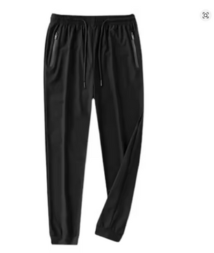 Men's Ice Silk Pants Summer Thin MeshCropped Pants Sports CasualtrousersStraight-LegLoose-FitPlus Size Air Conditioner PantsTren