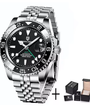PAGANI DESIGN PD-1662 Luxury GMT Men Mechanical Wristwatch Sapphire Glass Stainless Steel 100M Waterproof Automatic Watches