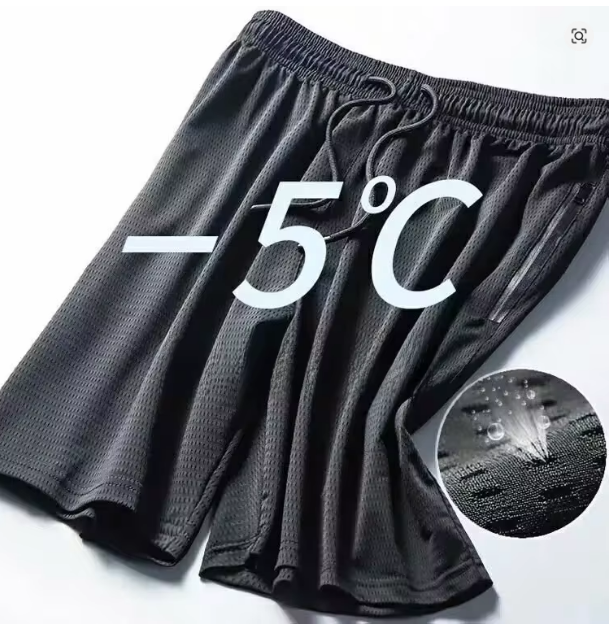 Men's Ice Silk Pants Summer Thin MeshCropped Pants Sports CasualtrousersStraight-LegLoose-FitPlus Size Air Conditioner PantsTren