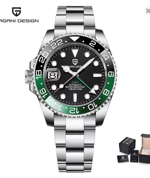 PAGANI DESIGN PD-1662 Luxury GMT Men Mechanical Wristwatch Sapphire Glass Stainless Steel 100M Waterproof Automatic Watches