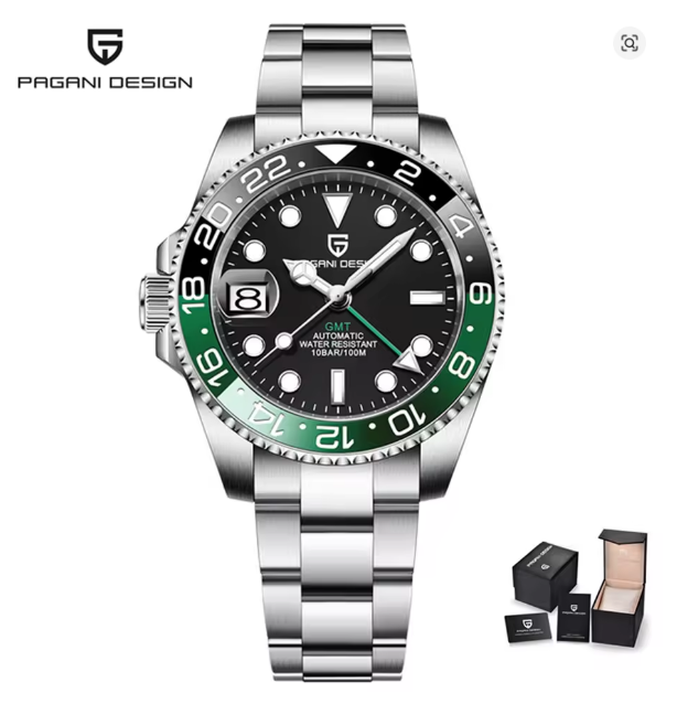 PAGANI DESIGN PD-1662 Luxury GMT Men Mechanical Wristwatch Sapphire Glass Stainless Steel 100M Waterproof Automatic Watches