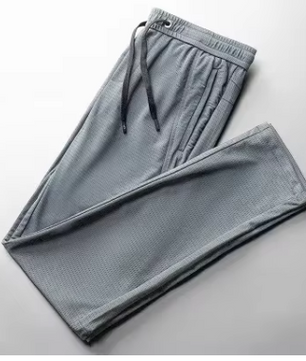 Men's Ice Silk Pants Summer Thin MeshCropped Pants Sports CasualtrousersStraight-LegLoose-FitPlus Size Air Conditioner PantsTren