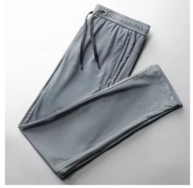 Men's Ice Silk Pants Summer Thin MeshCropped Pants Sports CasualtrousersStraight-LegLoose-FitPlus Size Air Conditioner PantsTren