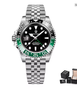 PAGANI DESIGN PD-1662 Luxury GMT Men Mechanical Wristwatch Sapphire Glass Stainless Steel 100M Waterproof Automatic Watches