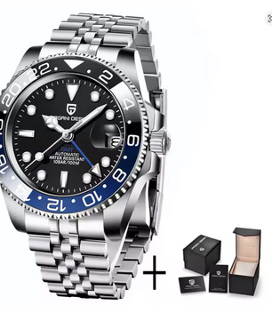 PAGANI DESIGN PD-1662 Luxury GMT Men Mechanical Wristwatch Sapphire Glass Stainless Steel 100M Waterproof Automatic Watches