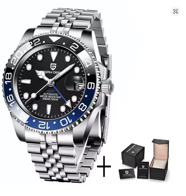 PAGANI DESIGN PD-1662 Luxury GMT Men Mechanical Wristwatch Sapphire Glass Stainless Steel 100M Waterproof Automatic Watches