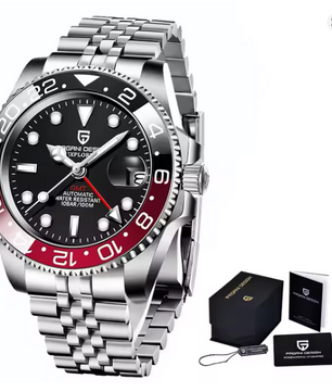 PAGANI DESIGN PD-1662 Luxury GMT Men Mechanical Wristwatch Sapphire Glass Stainless Steel 100M Waterproof Automatic Watches