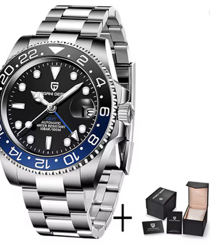 PAGANI DESIGN PD-1662 Luxury GMT Men Mechanical Wristwatch Sapphire Glass Stainless Steel 100M Waterproof Automatic Watches