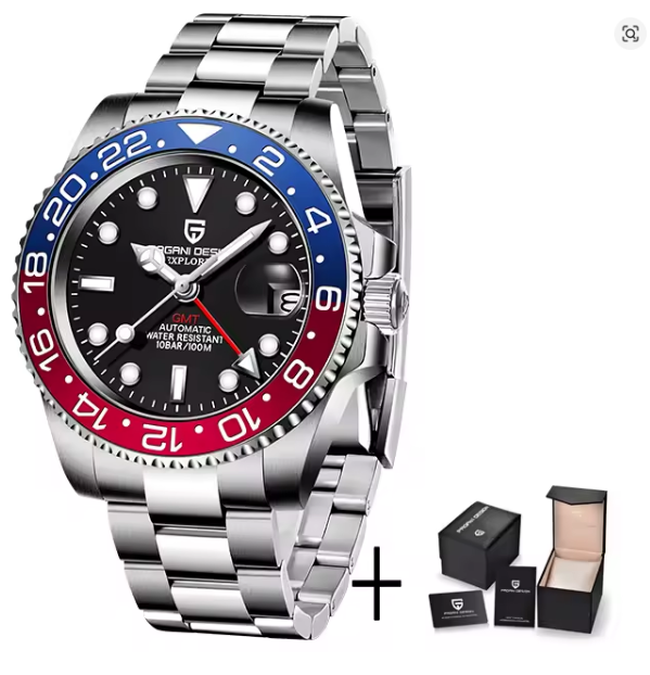 PAGANI DESIGN PD-1662 Luxury GMT Men Mechanical Wristwatch Sapphire Glass Stainless Steel 100M Waterproof Automatic Watches
