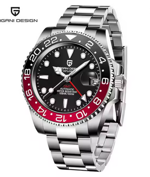 PAGANI DESIGN PD-1662 Luxury GMT Men Mechanical Wristwatch Sapphire Glass Stainless Steel 100M Waterproof Automatic Watches