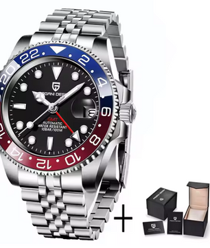 PAGANI DESIGN PD-1662 Luxury GMT Men Mechanical Wristwatch Sapphire Glass Stainless Steel 100M Waterproof Automatic Watches