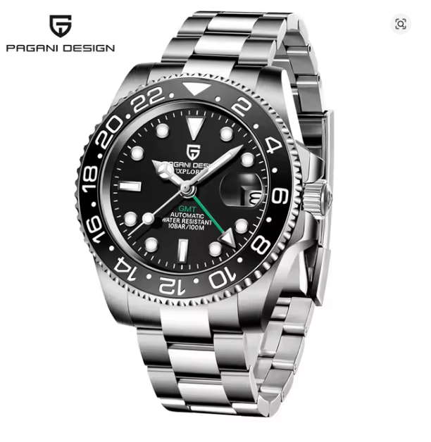 PAGANI DESIGN PD-1662 Luxury GMT Men Mechanical Wristwatch Sapphire Glass Stainless Steel 100M Waterproof Automatic Watches