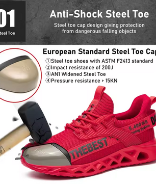 Steel Toe Safety Shoes for Men Women Lightweight Work Sneakers Puncture Proof Work Shoes Unisex Coustruction Safety Work Boots