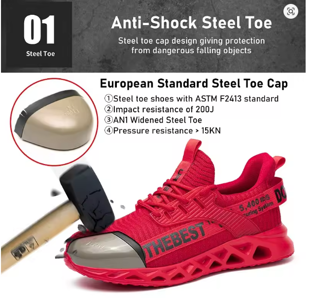 Steel Toe Safety Shoes for Men Women Lightweight Work Sneakers Puncture Proof Work Shoes Unisex Coustruction Safety Work Boots