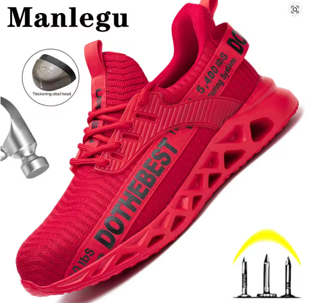 Steel Toe Safety Shoes for Men Women Lightweight Work Sneakers Puncture Proof Work Shoes Unisex Coustruction Safety Work Boots
