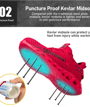 Steel Toe Safety Shoes for Men Women Lightweight Work Sneakers Puncture Proof Work Shoes Unisex Coustruction Safety Work Boots