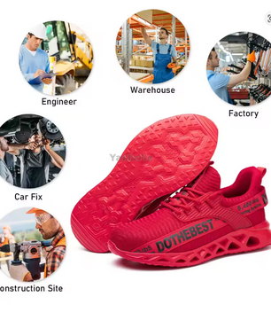 Steel Toe Safety Shoes for Men Women Lightweight Work Sneakers Puncture Proof Work Shoes Unisex Coustruction Safety Work Boots