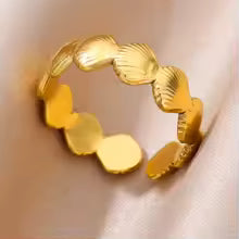 Ocean Starfish Shell Open Rings For Women Gold Color Stainless Steel Ring Summer Beach Aesthetic Waterproof Jewelry Gift