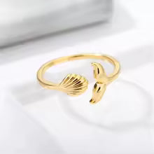 Ocean Starfish Shell Open Rings For Women Gold Color Stainless Steel Ring Summer Beach Aesthetic Waterproof Jewelry Gift