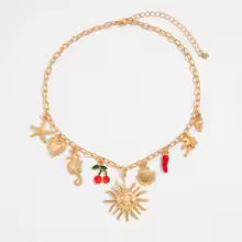 SHIXIN Classic Starfish Coconut Tree Conch Sun Pendant Necklace for Women Gold Color Chain Choker Summer Beach Neck Jewelry Gift