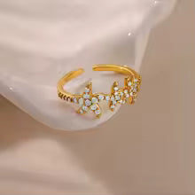 Ocean Starfish Shell Open Rings For Women Gold Color Stainless Steel Ring Summer Beach Aesthetic Waterproof Jewelry Gift