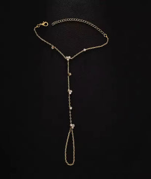 Summer New Rhinestone Flower Hand Back Bracelet Wedding Jewelry for Women Crystal Geometric Finger Bracelet Party Jewelry Gift