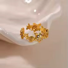 Ocean Starfish Shell Open Rings For Women Gold Color Stainless Steel Ring Summer Beach Aesthetic Waterproof Jewelry Gift