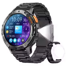 For Android ios New AMOLED Smart Watch Men with Flashlight Sports Waterproof Fitness Tracker Bluetooth Call Smartwatch Man+Box