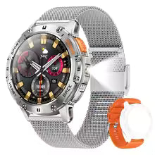 For Android ios New AMOLED Smart Watch Men with Flashlight Sports Waterproof Fitness Tracker Bluetooth Call Smartwatch Man+Box