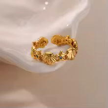 Ocean Starfish Shell Open Rings For Women Gold Color Stainless Steel Ring Summer Beach Aesthetic Waterproof Jewelry Gift