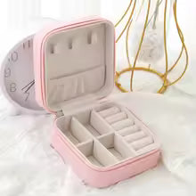 1pcs Single Layer Storage Box Ladies Travel Leather Jewelry Box Classic Black Pure White Fashion Pink Storage Box